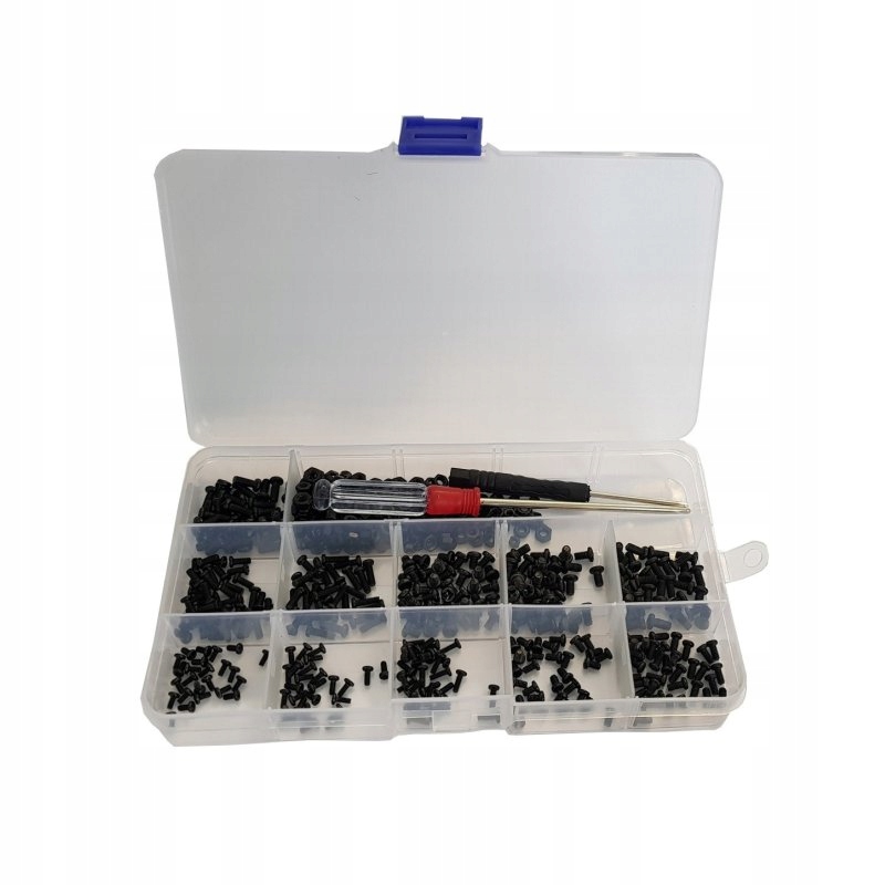 Zestaw śrubek i nakrętek czarnych pudełko 550szt
