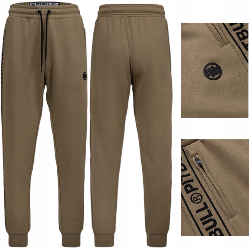 Pitbull pánské tepláky Oldschool Tape Logo béžová velikost XL