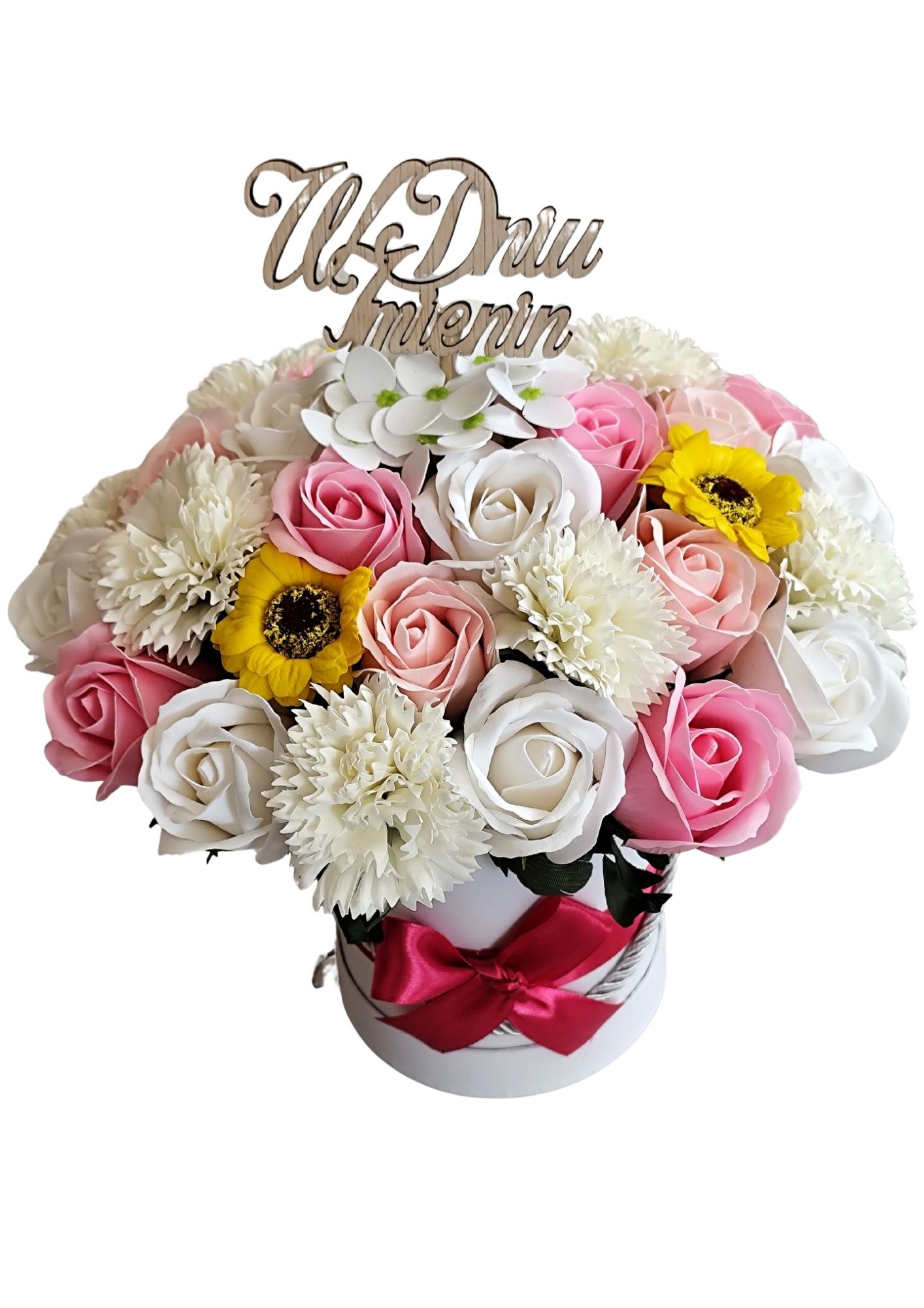 Flowerbox mýdlové květiny dárek k Valentýnu, svátek žen a jmenin