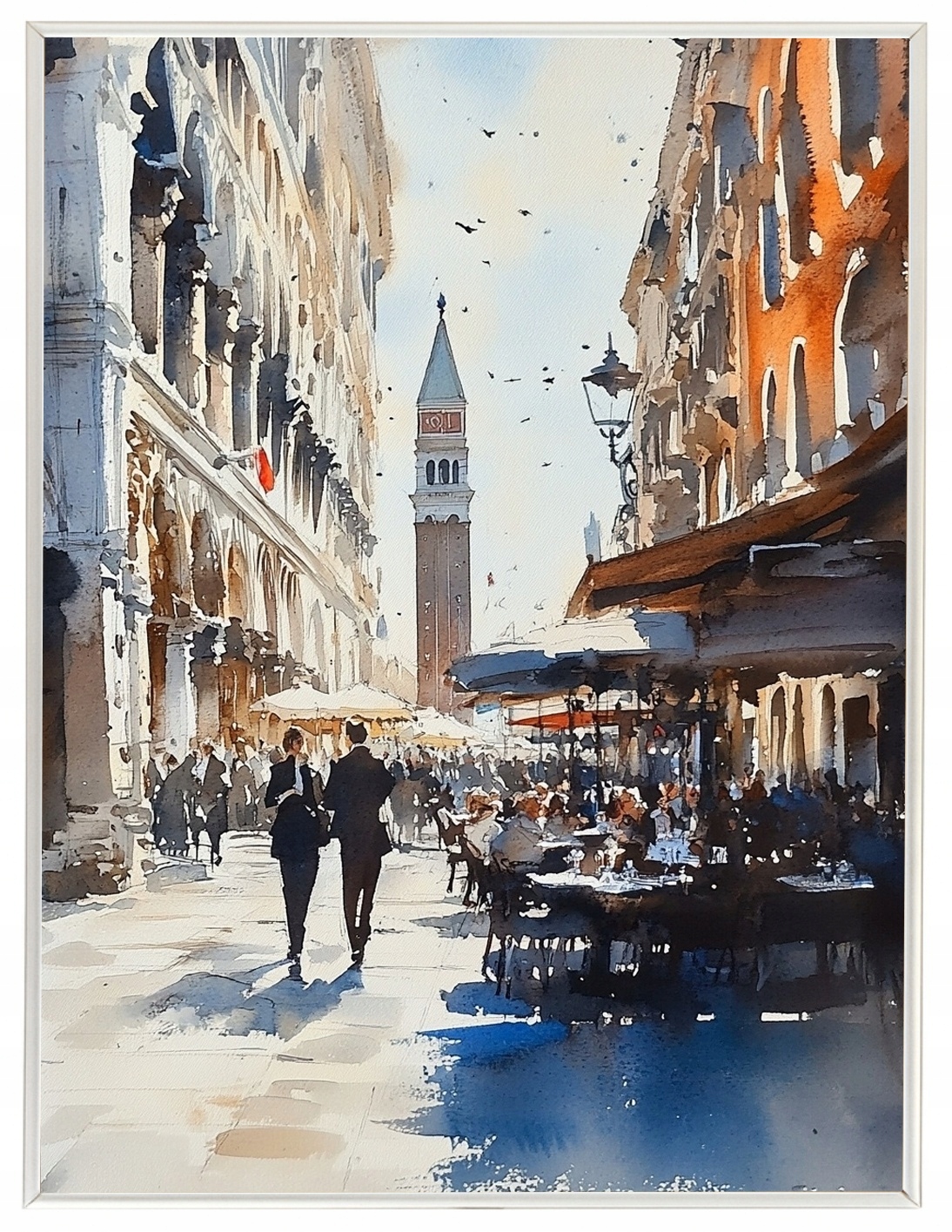 Plakát Rámeček Aluminium Krajina Město Itálie Benátky Ulice Kavárna 60x80