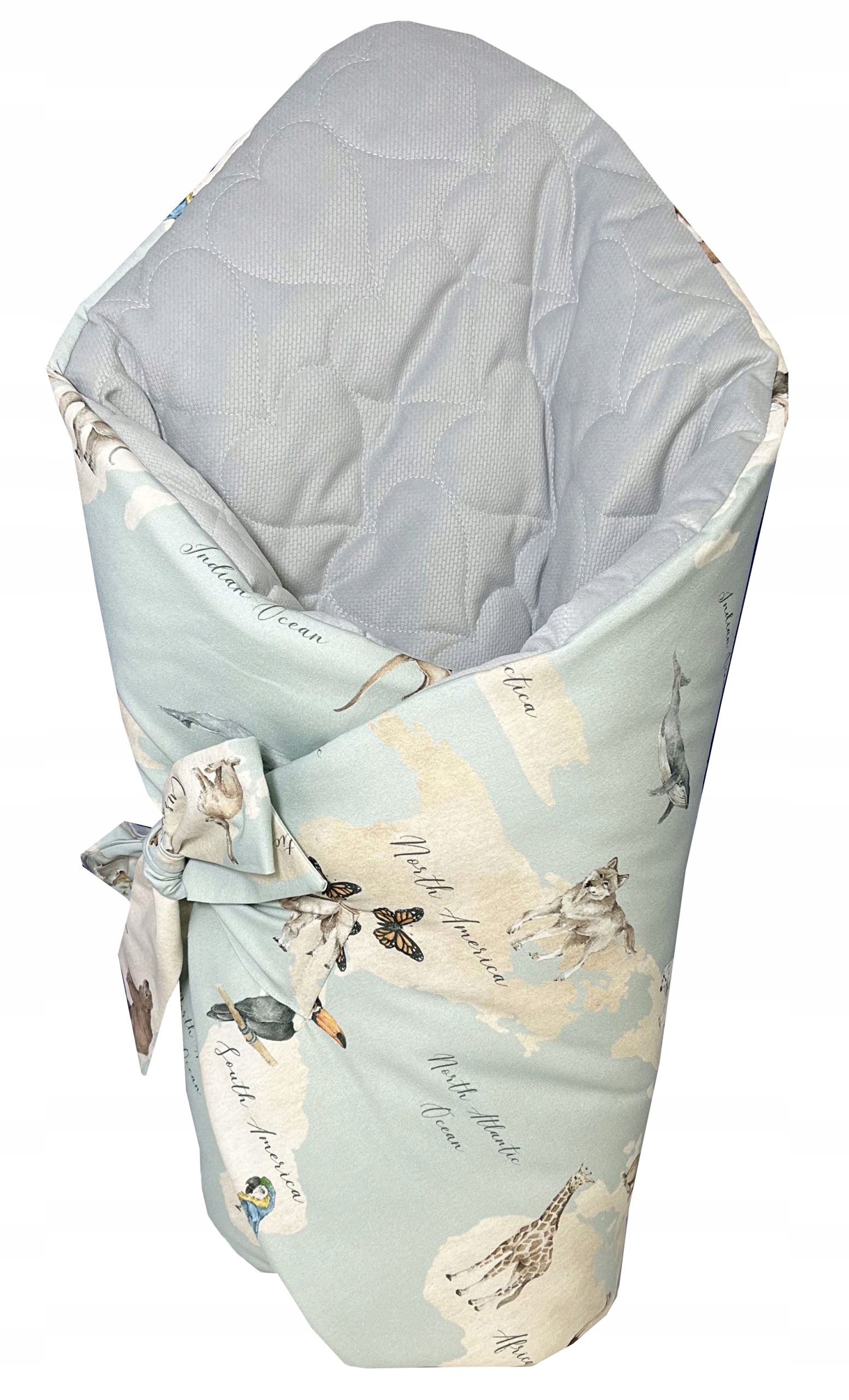 Rożek niemowlęcy velvet becik Mapa świata