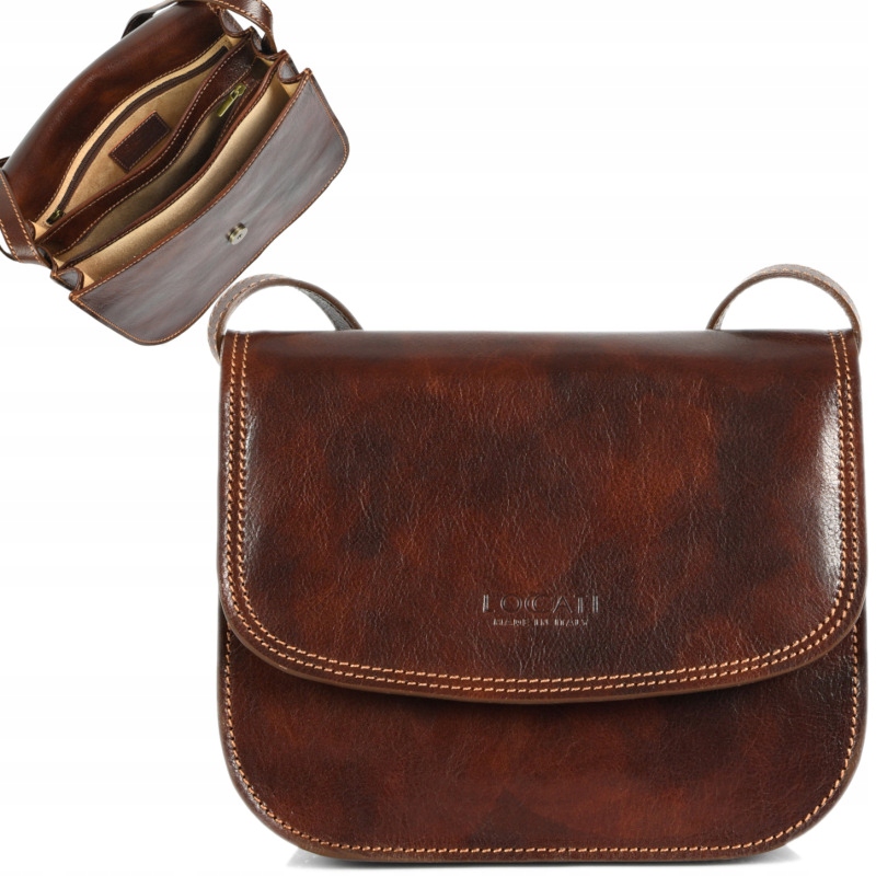 

Listonoszka klasyczna skórzana torebka damska brąz