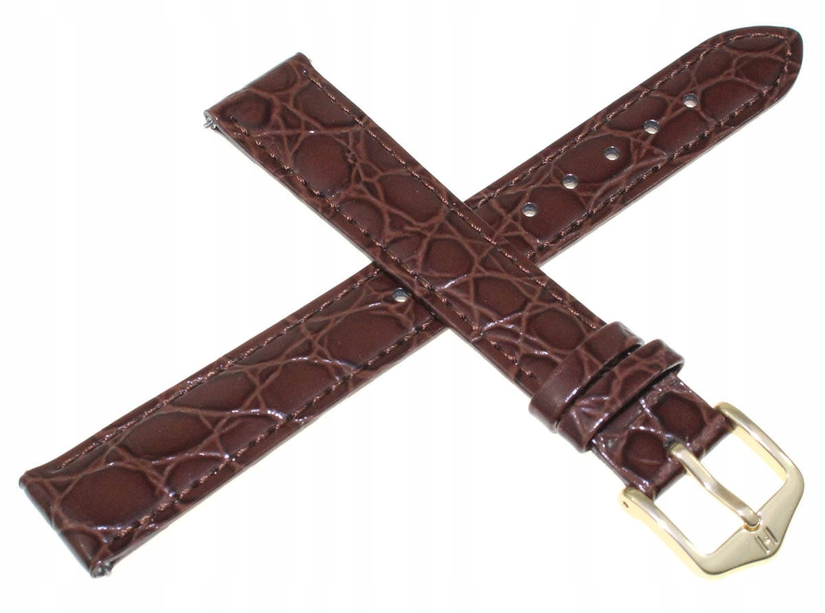 Hnědý Kožený Řemínek Na Hodinky Hirsch Crocograin L 19 mm Krokodýl