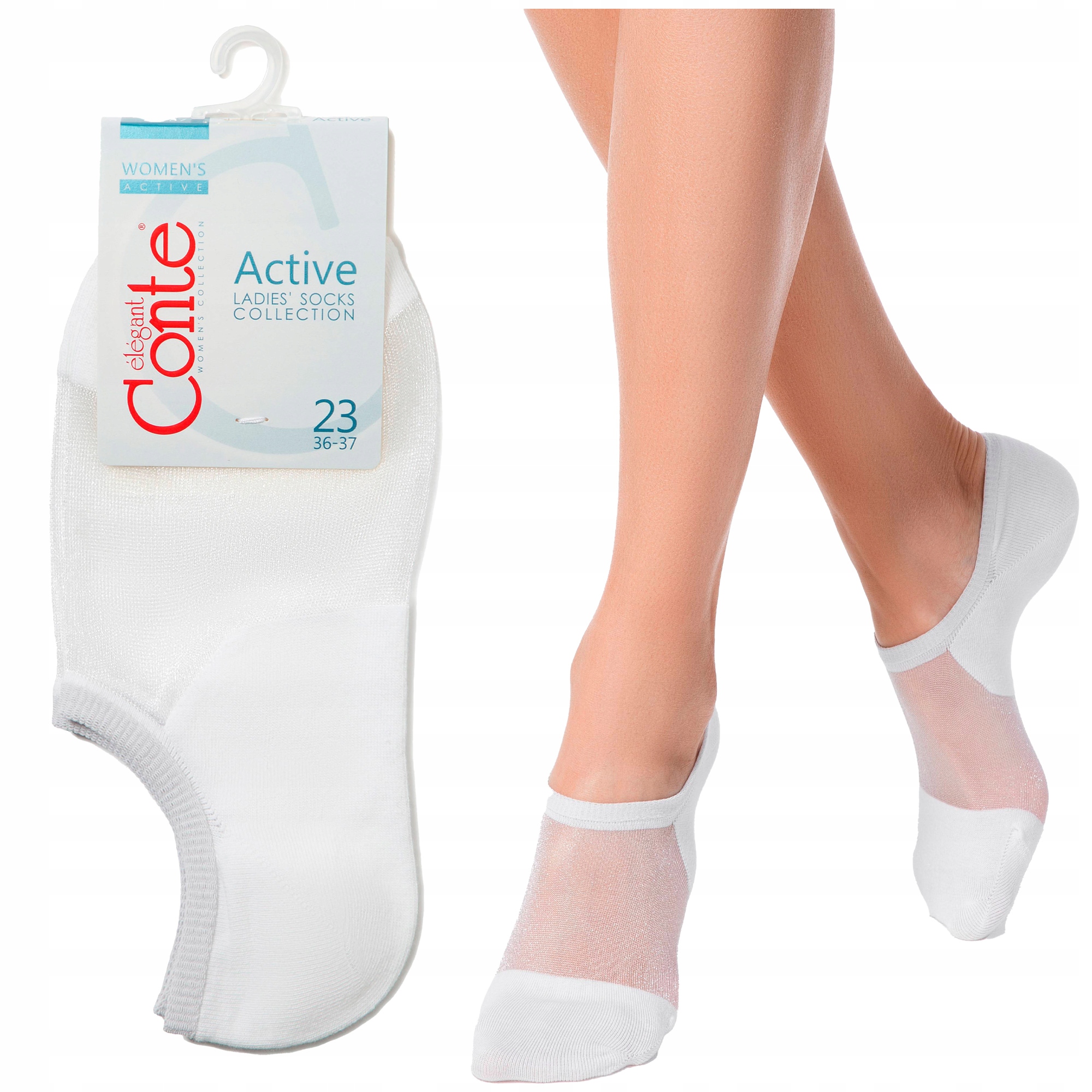Skarpetki krótkie damskie bawełniane Conte 38-39 przezroczyste białe stopki