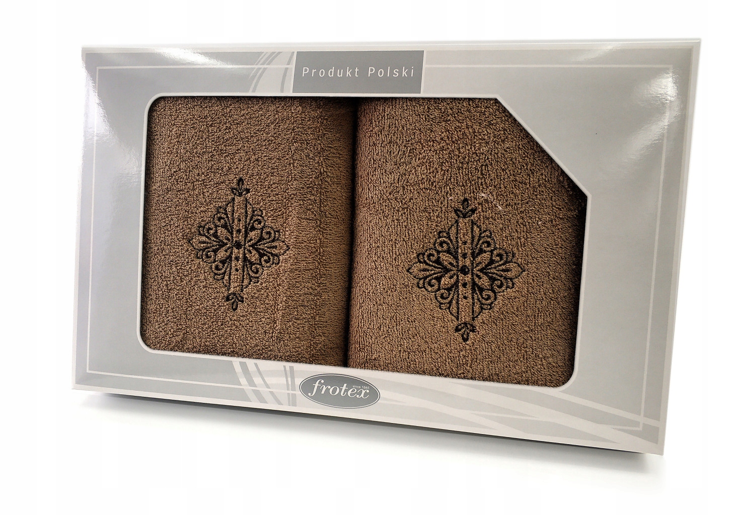 Komplet 2 ręczników Gift 50x100 70x140 pudełko Greno beżowy w6