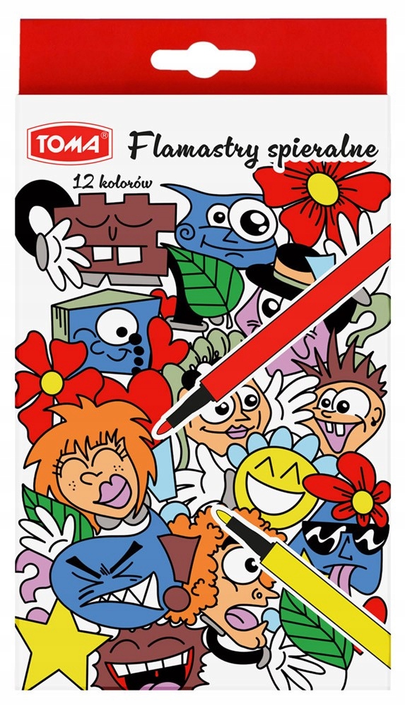 Pisaki spieralne Flamastry wodne do kolorowania w TOMA 12 kolorów