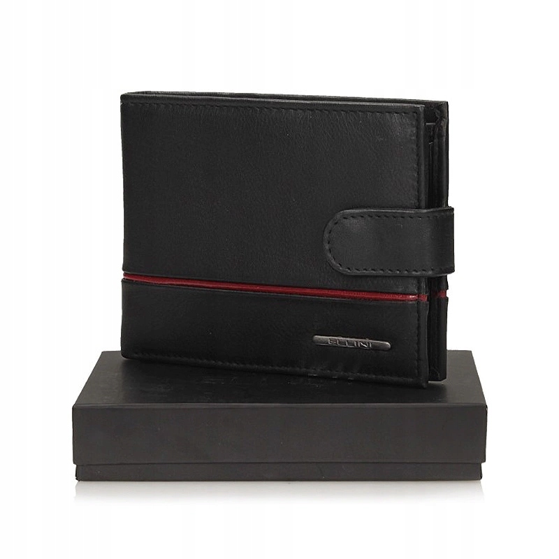 Elegantní kožená peněženka Ellini TMM-80R-249A Black/red