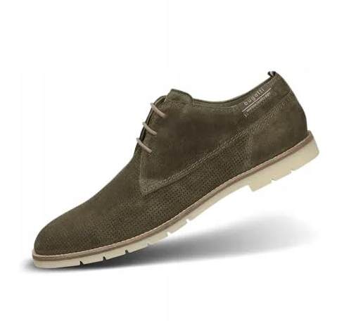 Bugatti Pánské Semišové Polobotky Khaki, Ažurové, Letní, Velikost 42