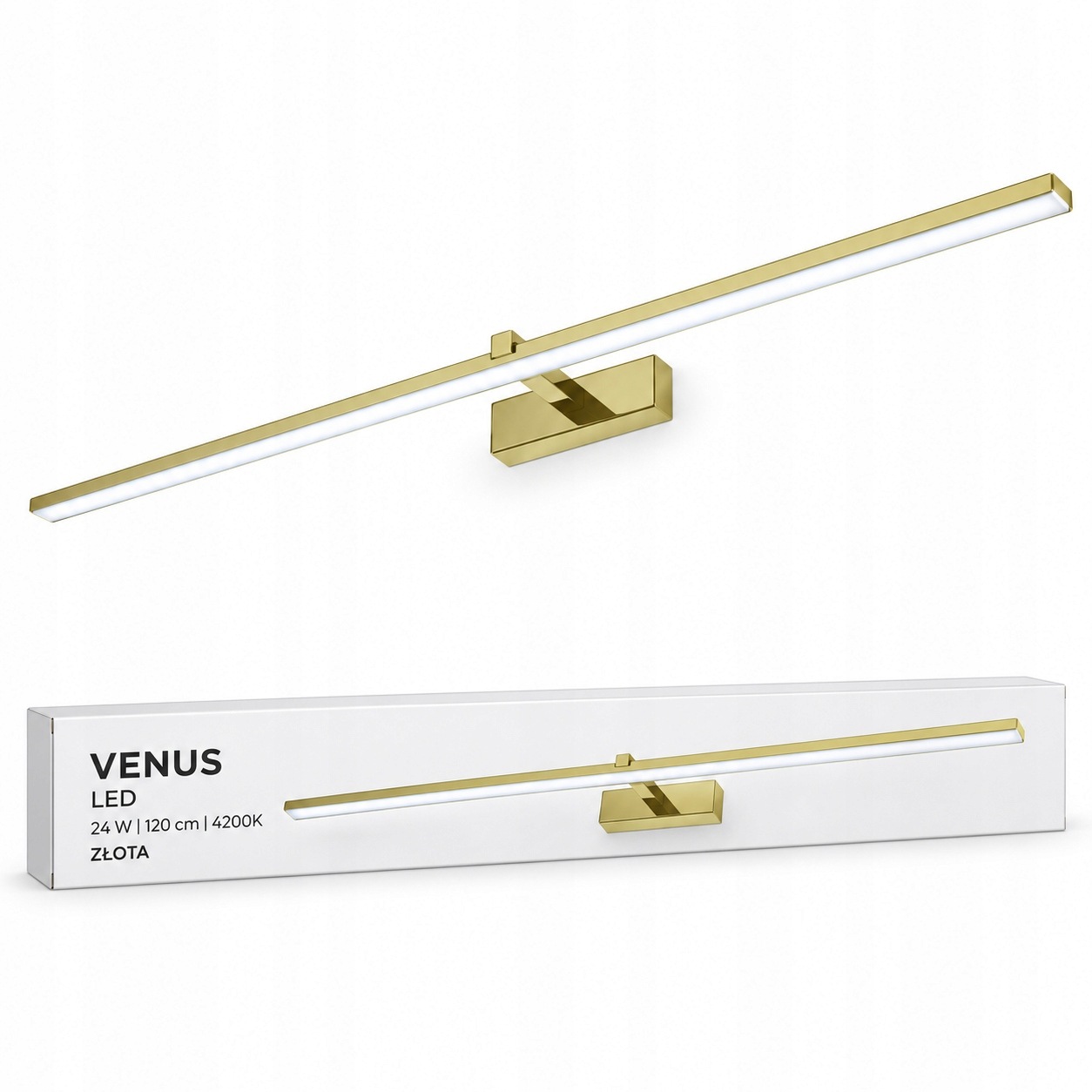 Venus zlatá lampa 24W 120 cm Led nad obraz na zeď 4200K IP44 1640lm