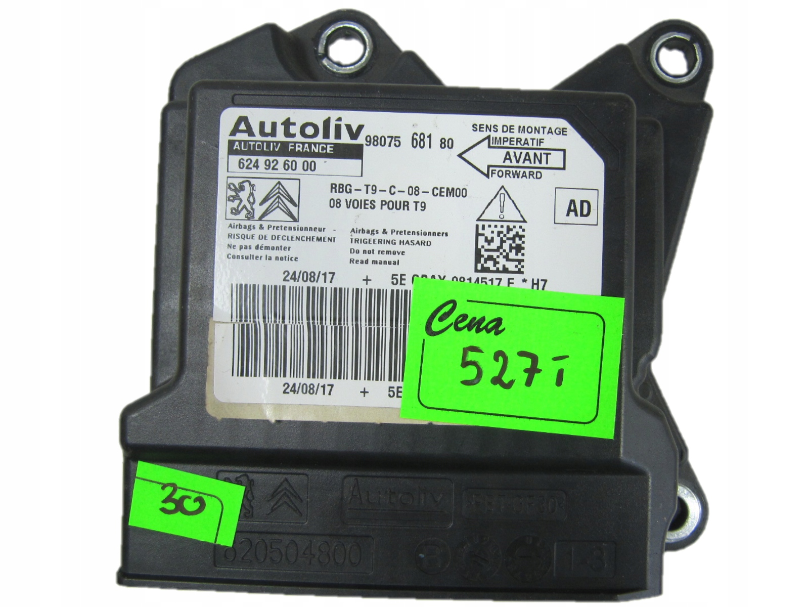 PEUGEOT 308 МОДУЛЬ ДАТЧИКА ПОДУШКИ БЕЗПЕКИ 624926000