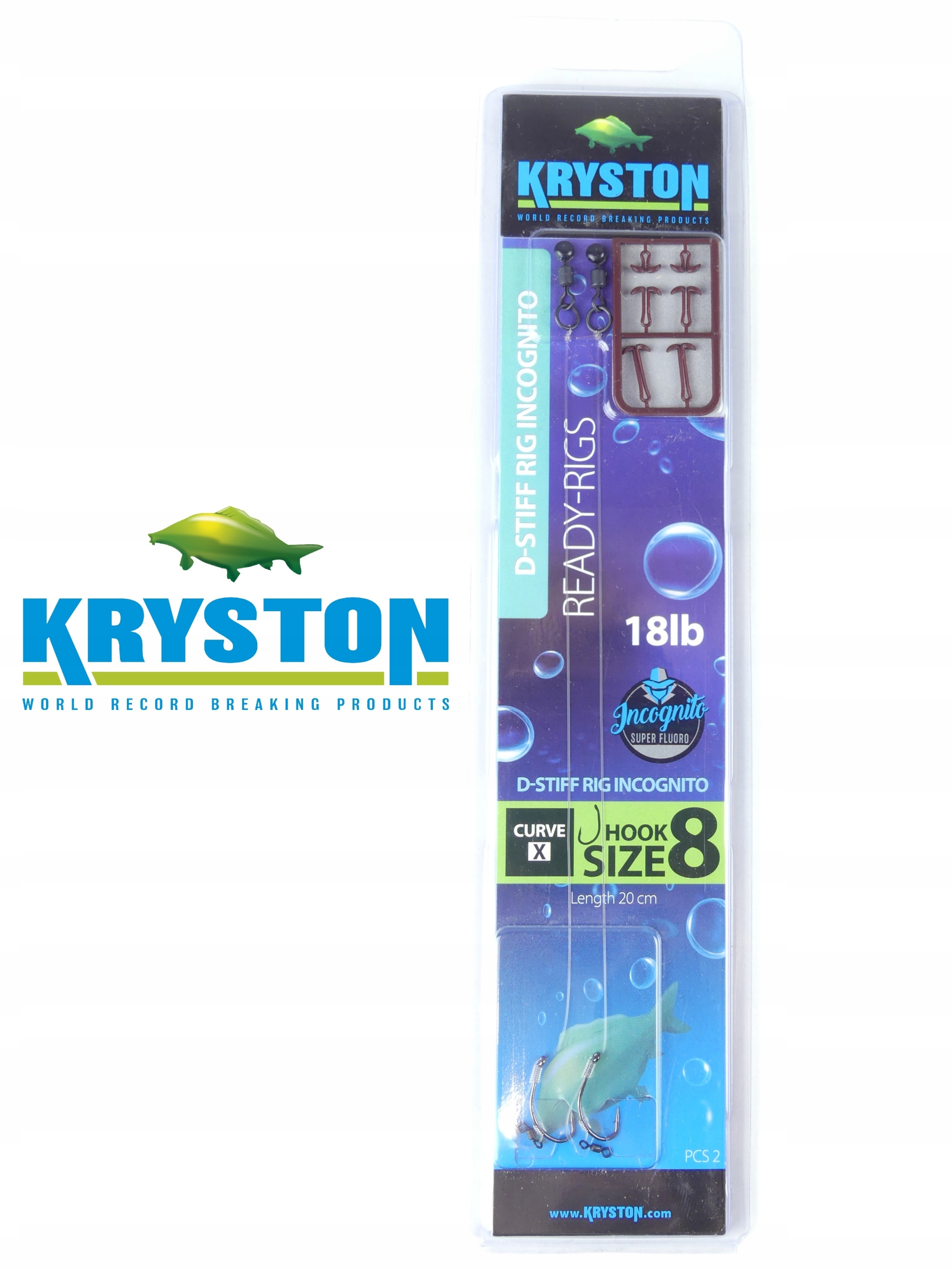 Przypon gotowy Kryston D-Stiff-Rig Fluorocarbon 20lb 20cm #8 hak KR-DS12