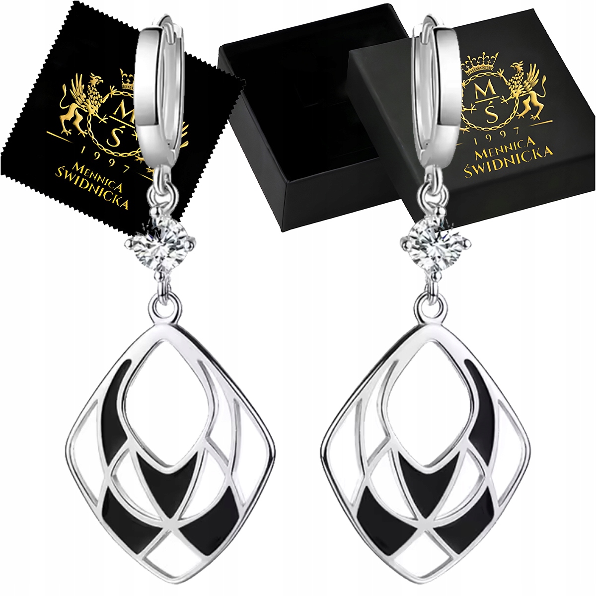 Náušnice Stříbro 925 Dlouhé Závěsné Ažurové Dámské s Zirkony Dárek