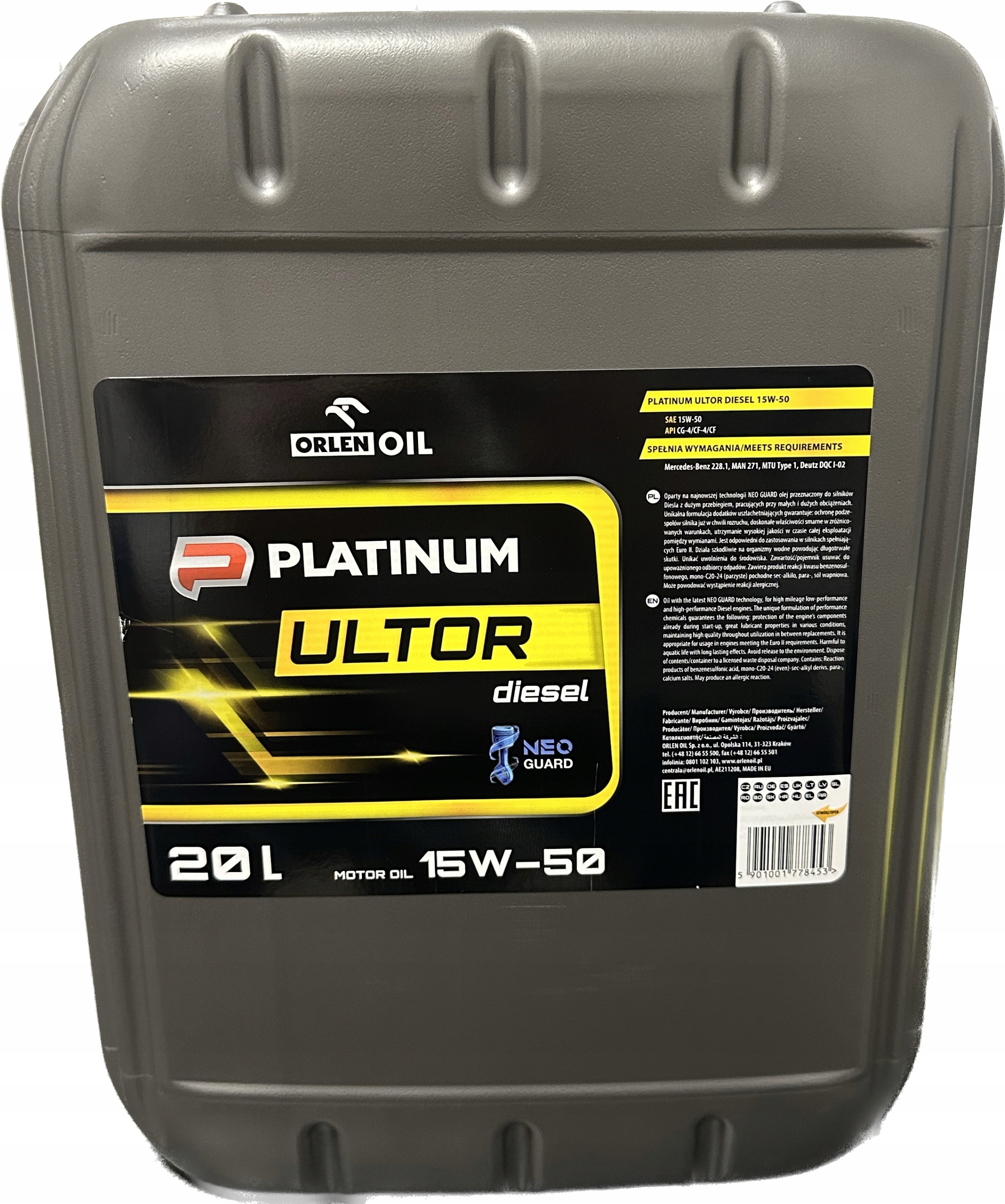 МАСЛО ORLEN PLATINUM ULTOR DIESEL 15W50 20L