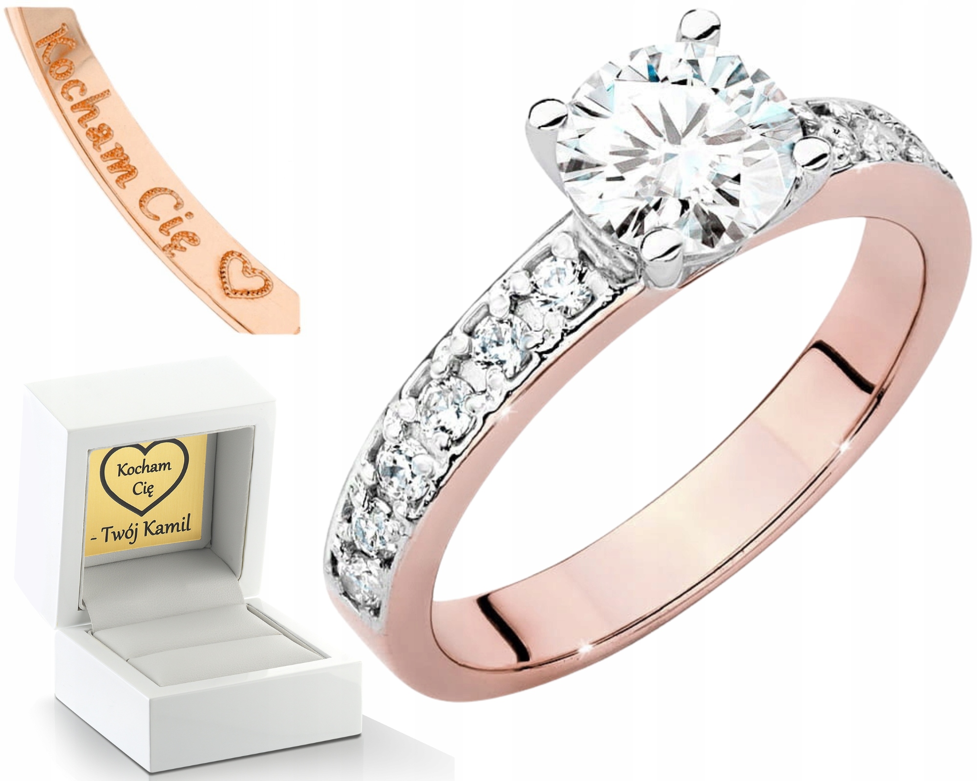 Růžové Zlato Prstýnek Laboratoriánské Diamanty Jako Dárek Zlato 585 14K