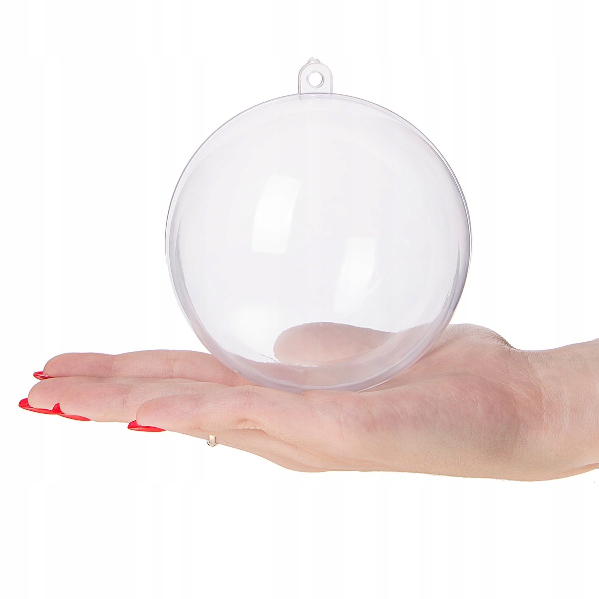 BOMBKI AKRYLOWE DO DECOUPAGE PRZEŹROCZYSTE PLASTIKOWE KULE OZDOBA 10cm 4szt Kolor przezroczysty
