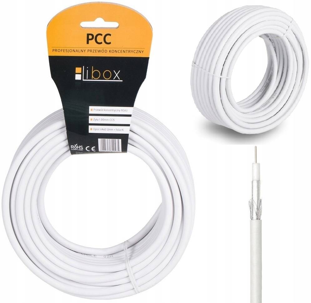 

Kabel Antenowy Koncentryczny RG6 U Tv Sat 10m