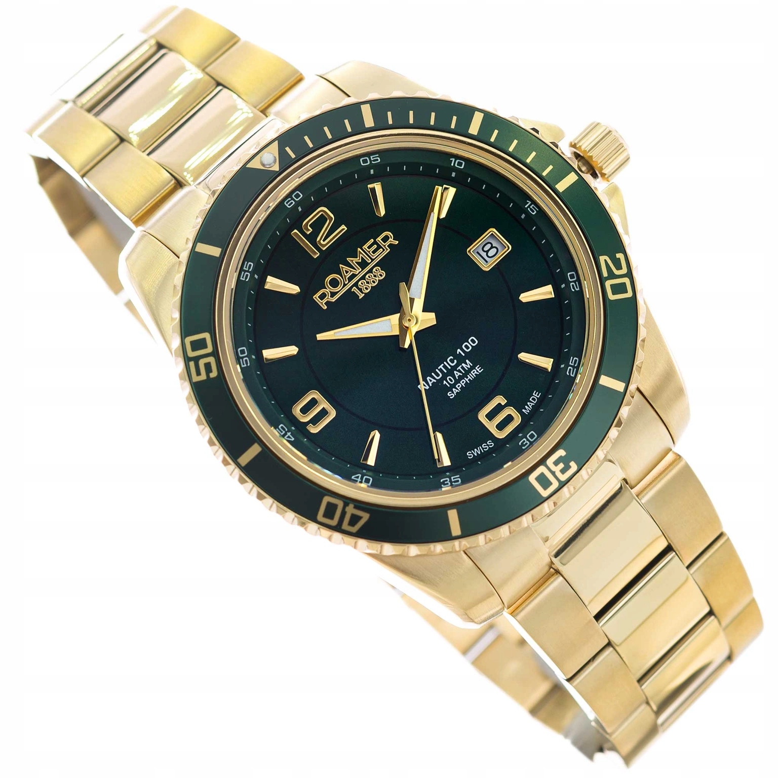 Pánské Hodinky Roamer 862844 48 75 20 Zlaté Na Náramku Datumovka 10ATM