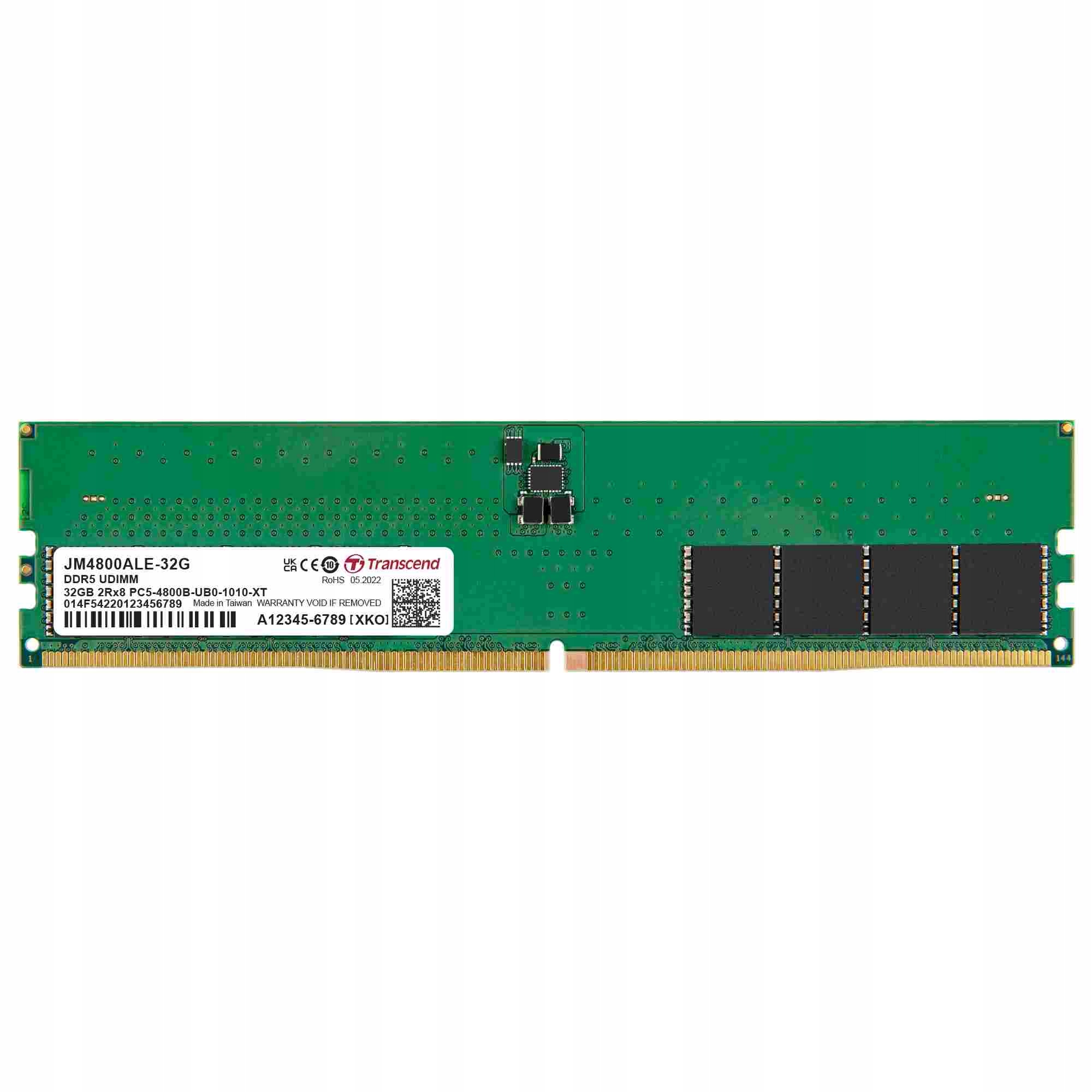 Transcend DIMM DDR5 32GB 4800MHz Jm 2Rx8 2Gx8 CL40 1.1V JM4800ALE-32G