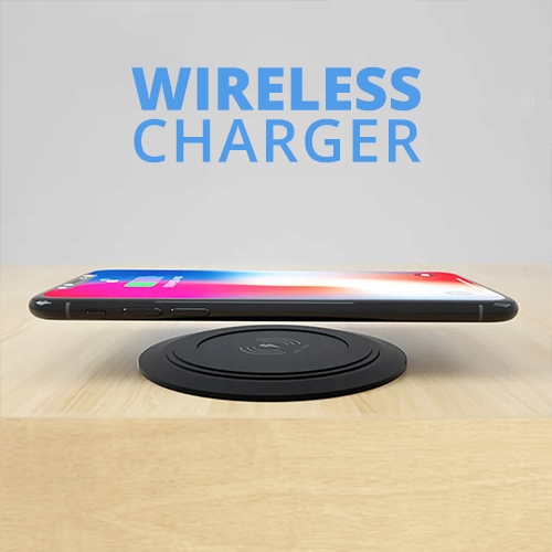 Ładowarka Indukcyjna Blatowa z USB Gniazdo Biurkowe Spacetronik SPS-R0D3B Kolor czarny