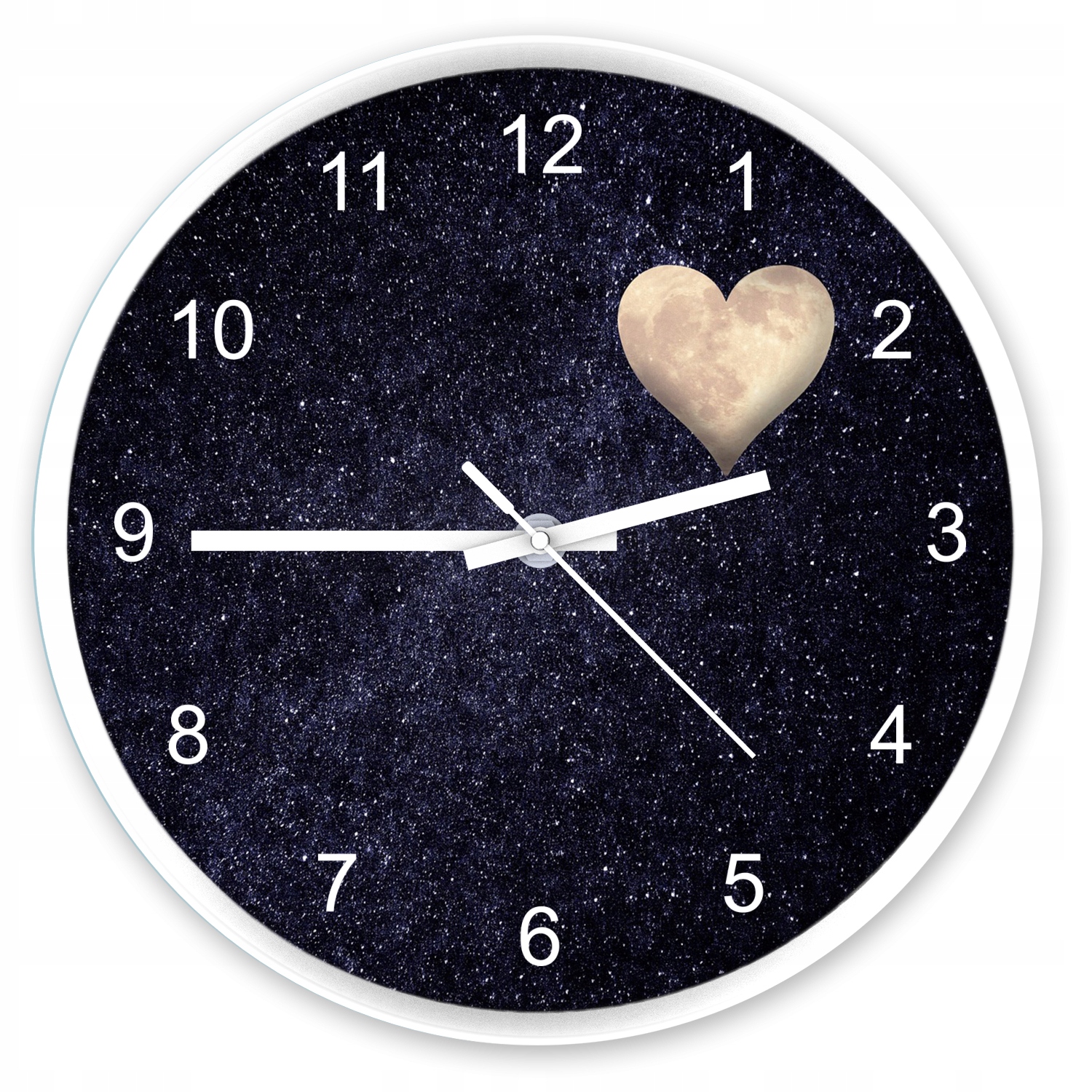 

Zegar cichy nowoczesny księżyc serce 25 cm