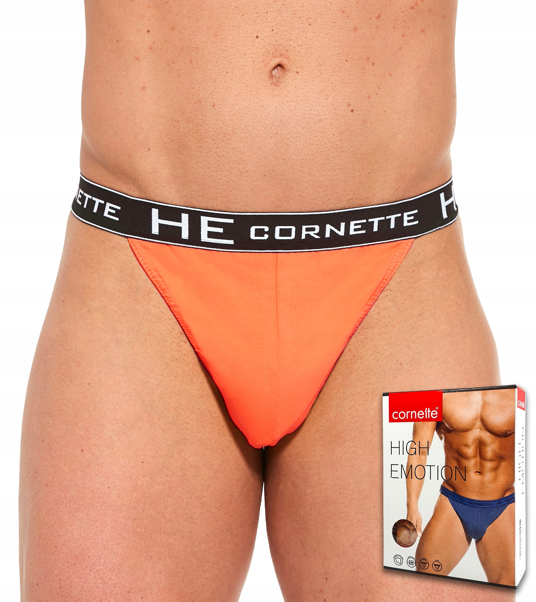 Slipy Cornette Tanga Pánské bavlněné oranžové L