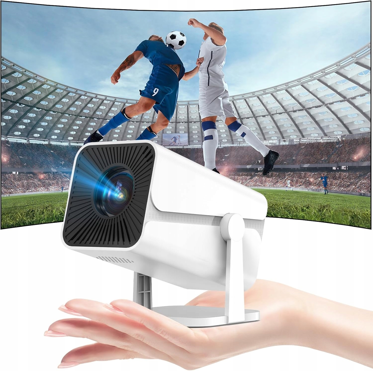 Biały mini projektor