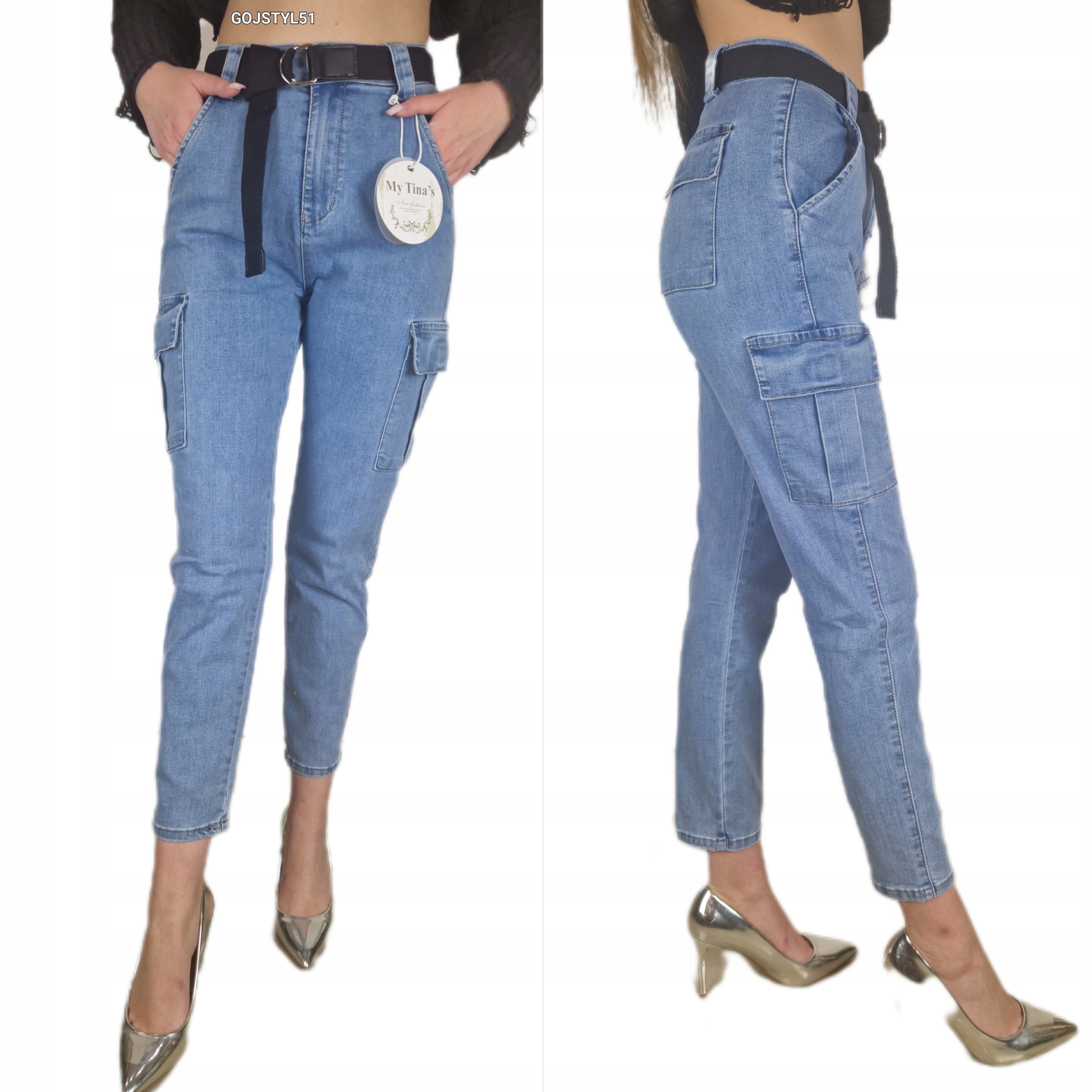 Dámské džínové kalhoty Kapsáče modré