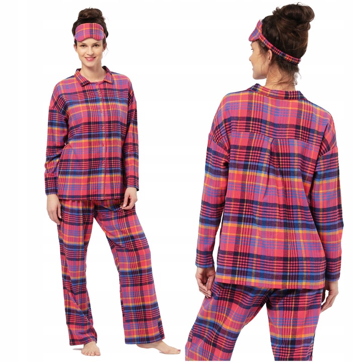 Dámské Rozepínací Flanelové Pyžamo S Kostkovaným Vzorem Key Lns 483 3XL B24
