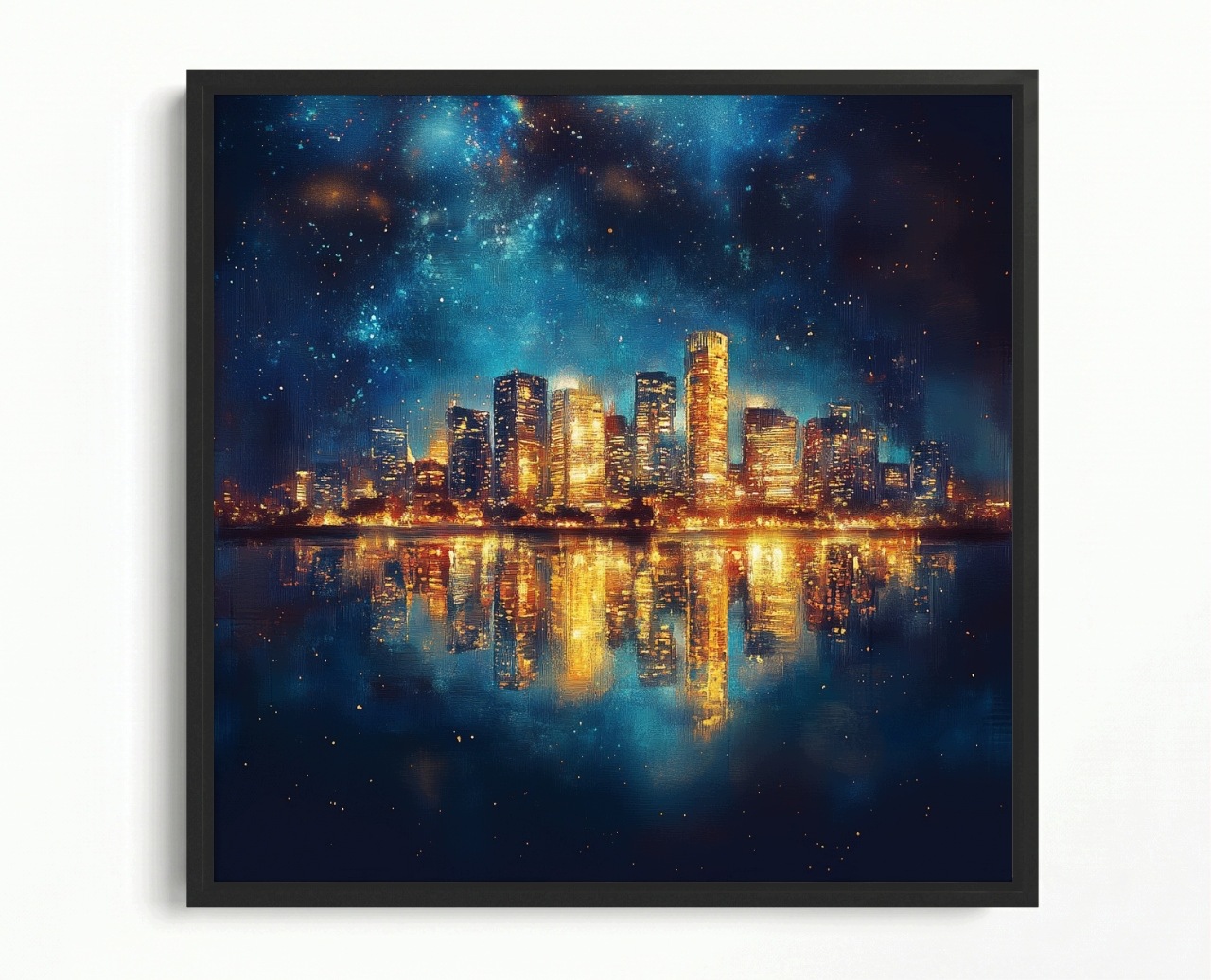 Obraz Rám Americký Box Město Noc Hvězdy Mrakodrapy New York Usa 60x60
