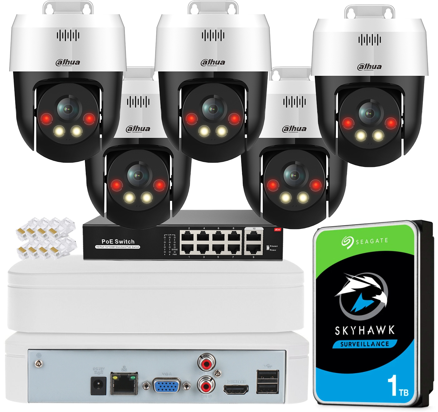 Sada na monitorovanie Dahua 5 rotačných kamier 5Mpx Ir/led 30 m 8CH rekordér