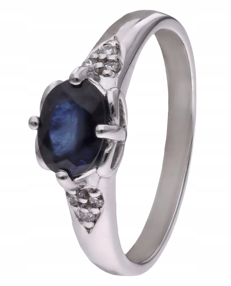 Prstýnek Ag 925 modrým safírem s diamantem CVD-3365-R-BS vel. 14