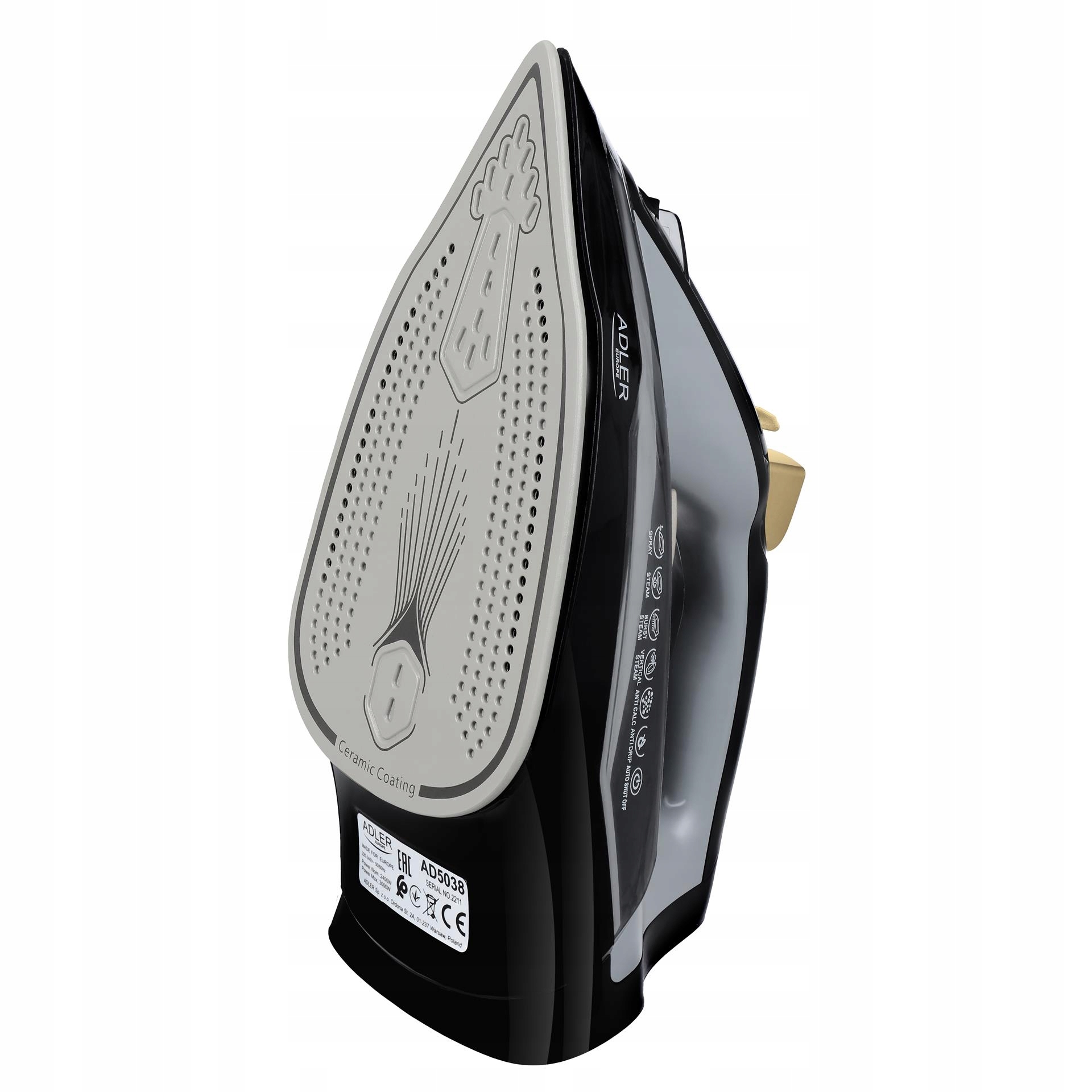 ŻELAZKO PAROWE 3000W STRAŻAK ANTI-CALC ANTI-DRIP Kod producenta AD 5038