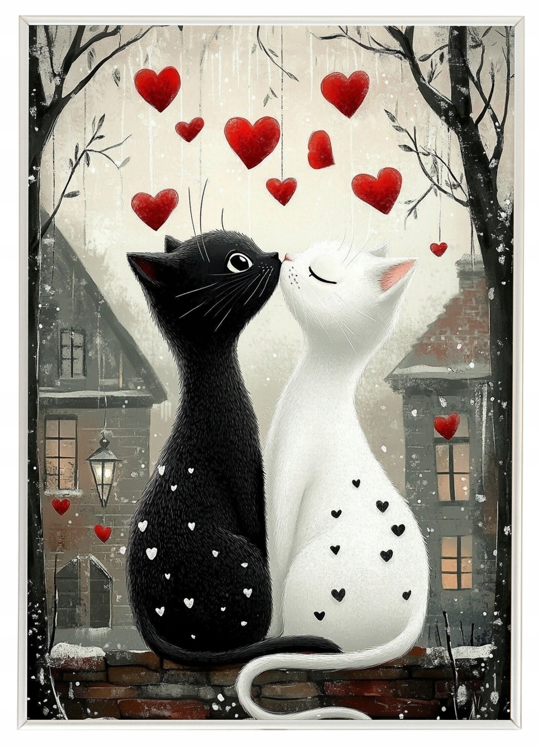 Plakát Rámeček Aluminium Zamilované Kočky Srdce Láska Valentýn Love 70x100