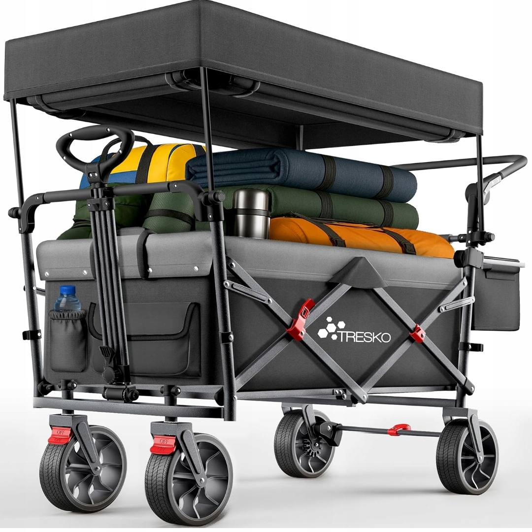 Tresko Składany wózek transportowy z dachem,maksymalne obciążenie do150 kg,