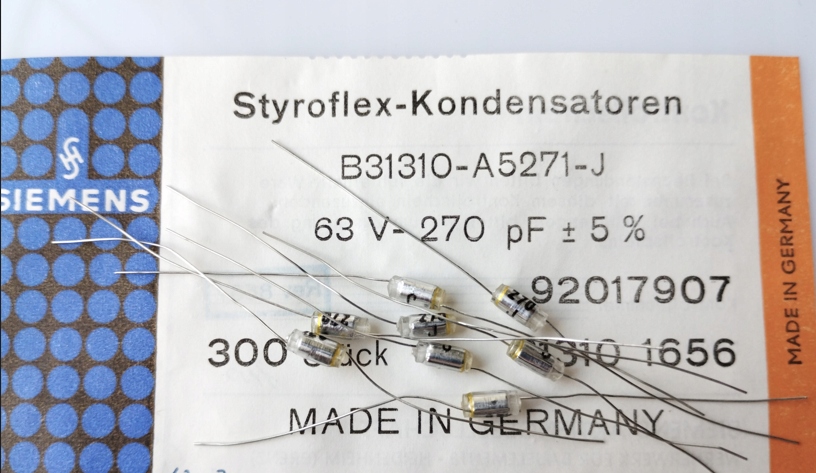[10szt] Kondensator polistyrenowy 270pF 63V 5% Siemens styroflex