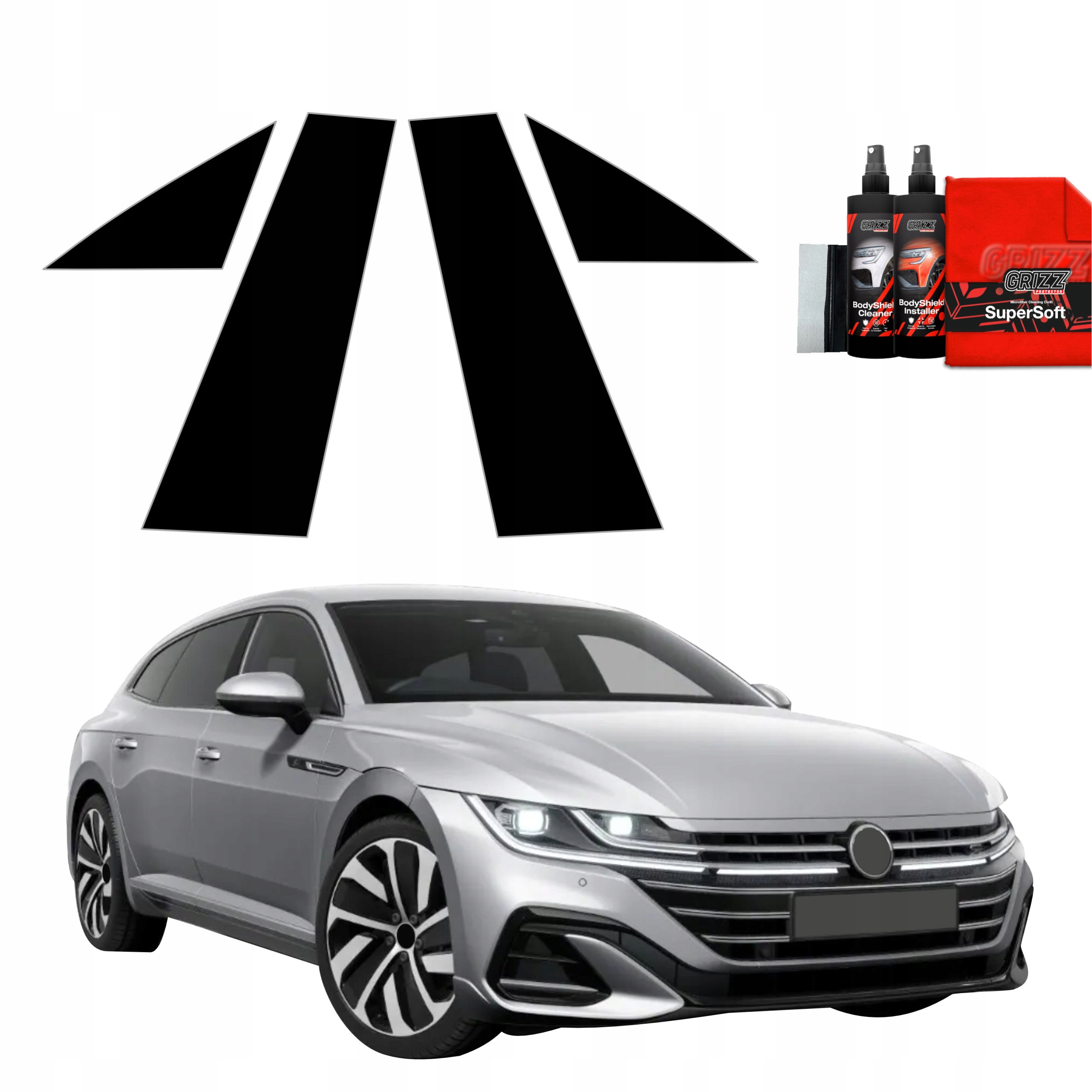 4v1 Černá fólie na sloupky pro Volkswagen Vw Arteon (2024-2025)
