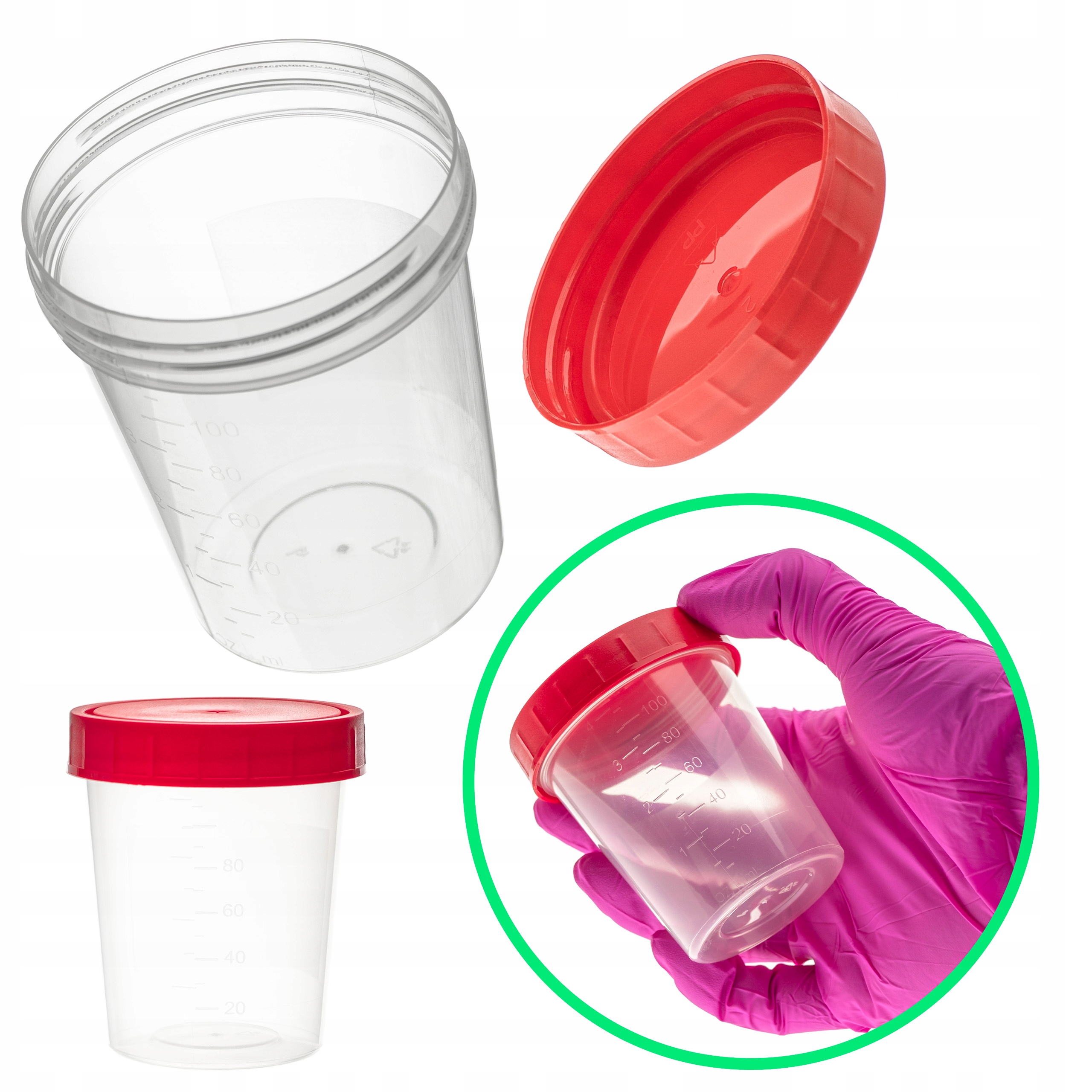 Sterylny pojemnik 125 ml z Pp na próbki laboratoryjne z nakrętką 50 szt.