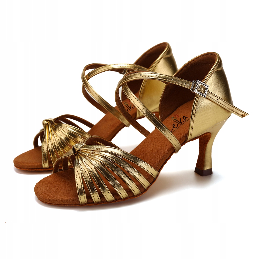 Buty Do Tańca Taneczne Połyskujące Złote 7,5cm