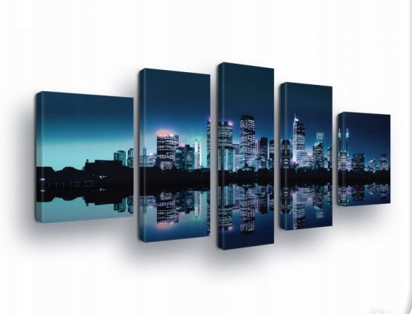 Obraz 170x100 Nočné mesto mestská krajina mrakodrapy odrazy svetla