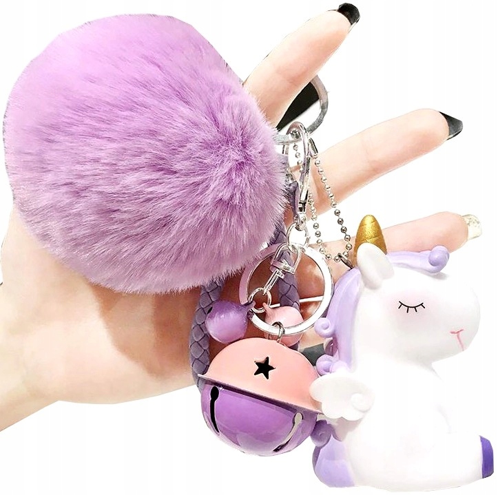 

Brelok unicorn do kluczy torebki jednorożec pompon