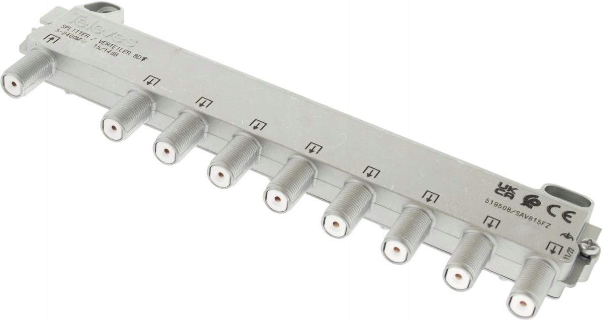 Anténní splitter 8/1 aktivní 1 vstup 8 výstupů od společnosti Televes 519508