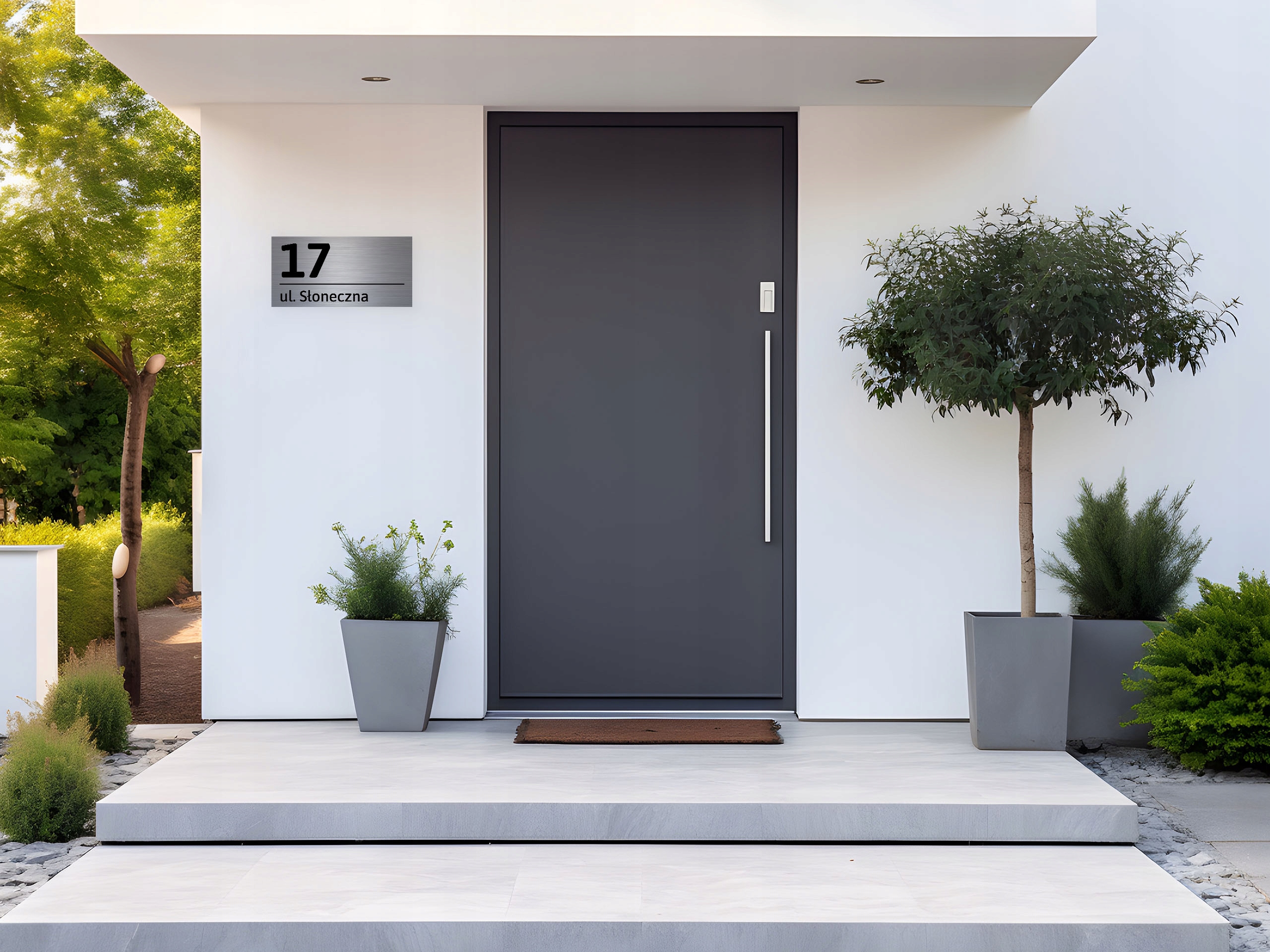 NIERDZEWNY NUMER NA DOM 42x21cm TABLICZKA ADRESOWA ALUMINIUM + DYSTANSE Grubość 3 mm