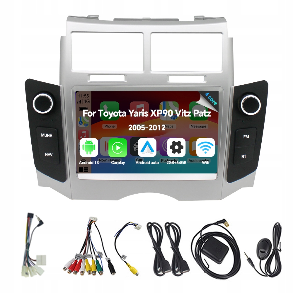 Autorádio Eunavi s Androidem pro Toyota Yaris XP90 Vitz Platz 2005-2011 2G 64G