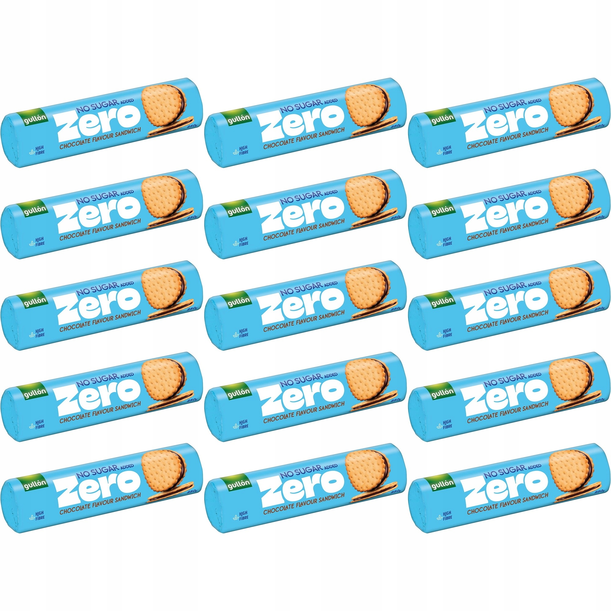 Zestaw 15 x Gullon Markizy z nadzieniem kakaowym bez dodatku cukru 250 g