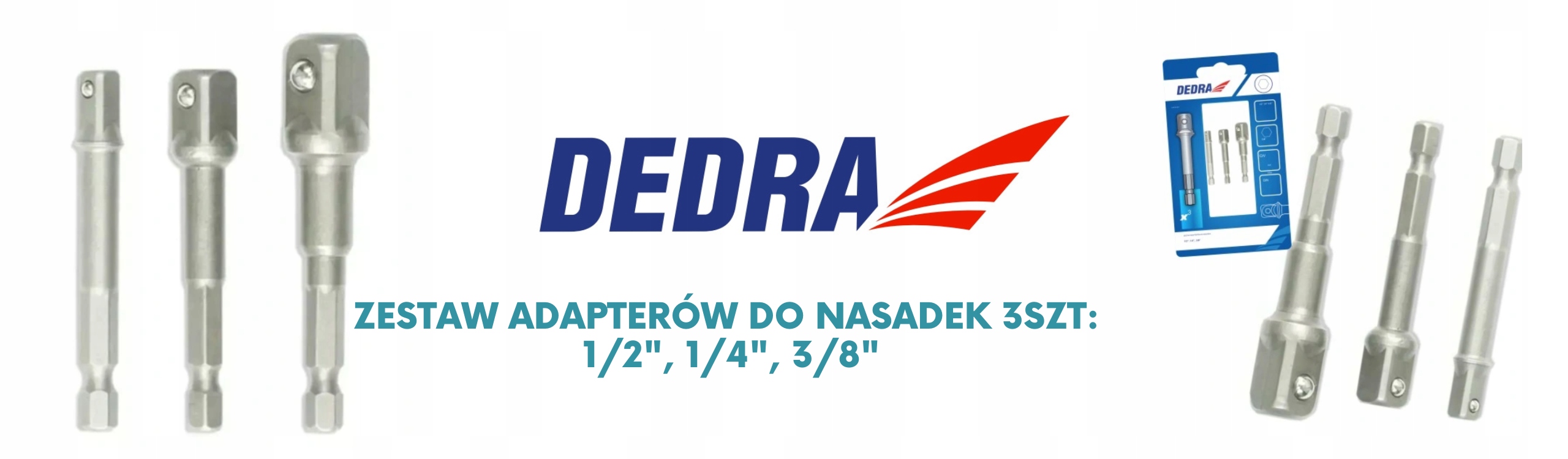 DEDRA ZESTAW 3el ADAPTERÓW DO NASADEK 1/2 1/4 3/8 Marka Dedra