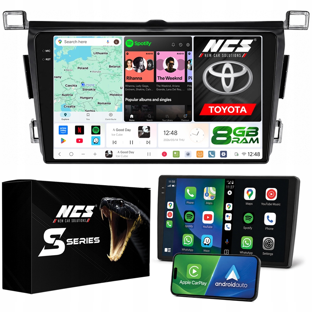 Rádio Navigácia Ncs DS9 Toyota RAV4 2013-2018 Android 8GB Lte 9″