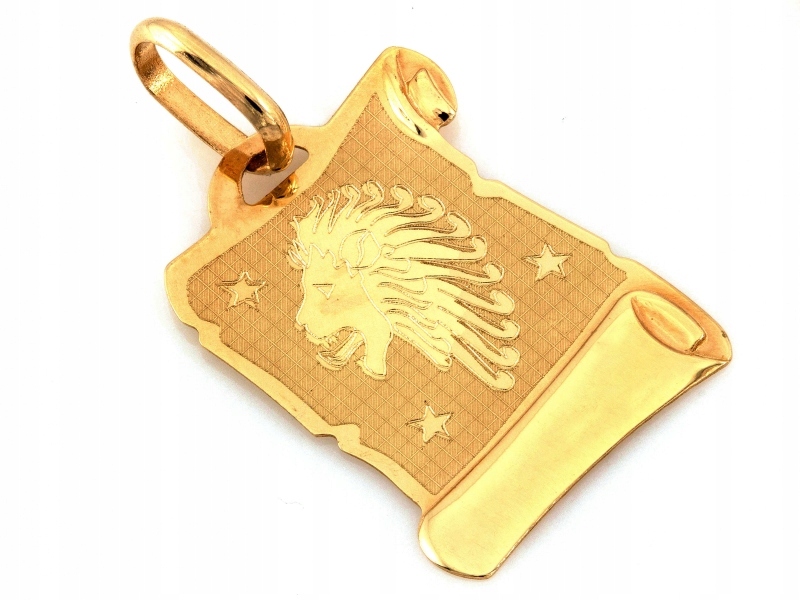 Zlatý přívěsek 585 znamení zvěrokruhu Lev Papirus se lvem bez kamenů 0.78 g