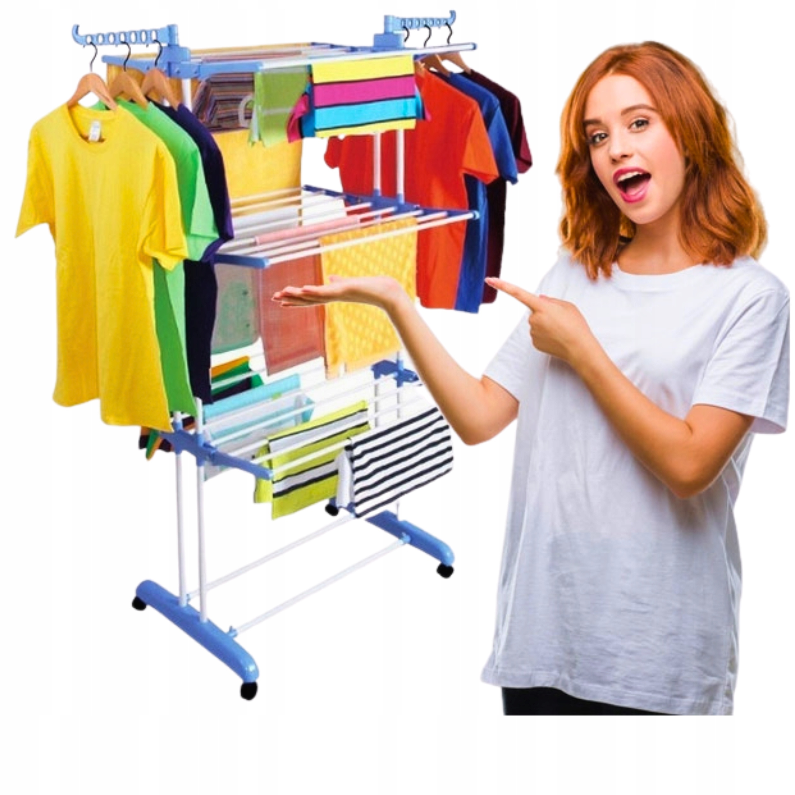 Levně Sušák na prádlo Stojící na oblečení Skládací věšák Stojan XXXL Zesílený