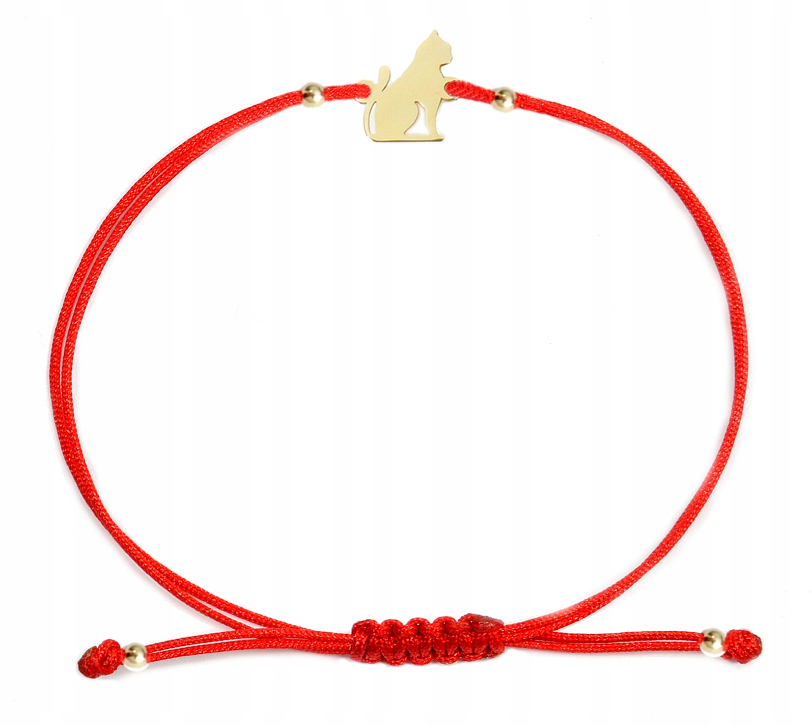 Zlatý náramek na šňůrce kočka, ryzost 585