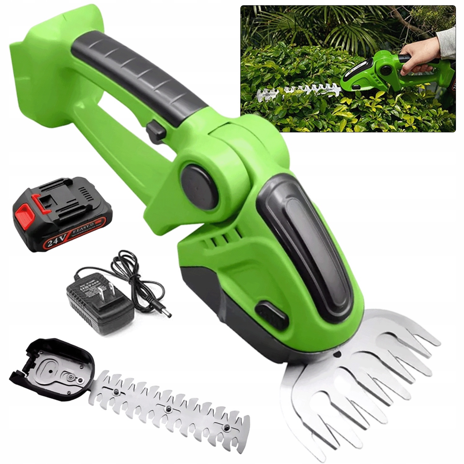 Nůžky Na Trávy Živý Plot Akumulátorové Zahradní Nůžky Na Keře 2v1 1500 mAh 500 W